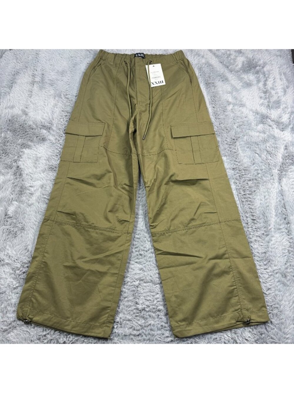 Culture Kings XXIII Parachute Pant Men's XS Khaki Cargo Relaxed Fit Streetwear